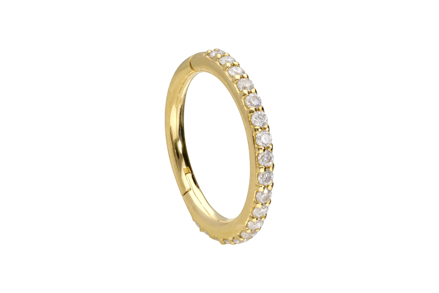 14/18 Karat Gold Segmentring Clicker EINGEFASSTE MOISSANITE
